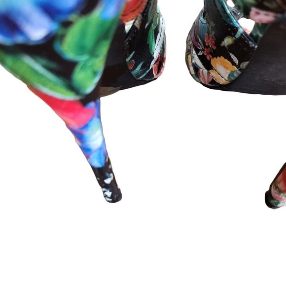 Madden Girl Floral Lace-Up Open-Toe High Heels With Back Zipper & Cutout Design - Picture 6 of 10